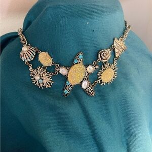 Gold and Silver Starfish Necklace- earrings